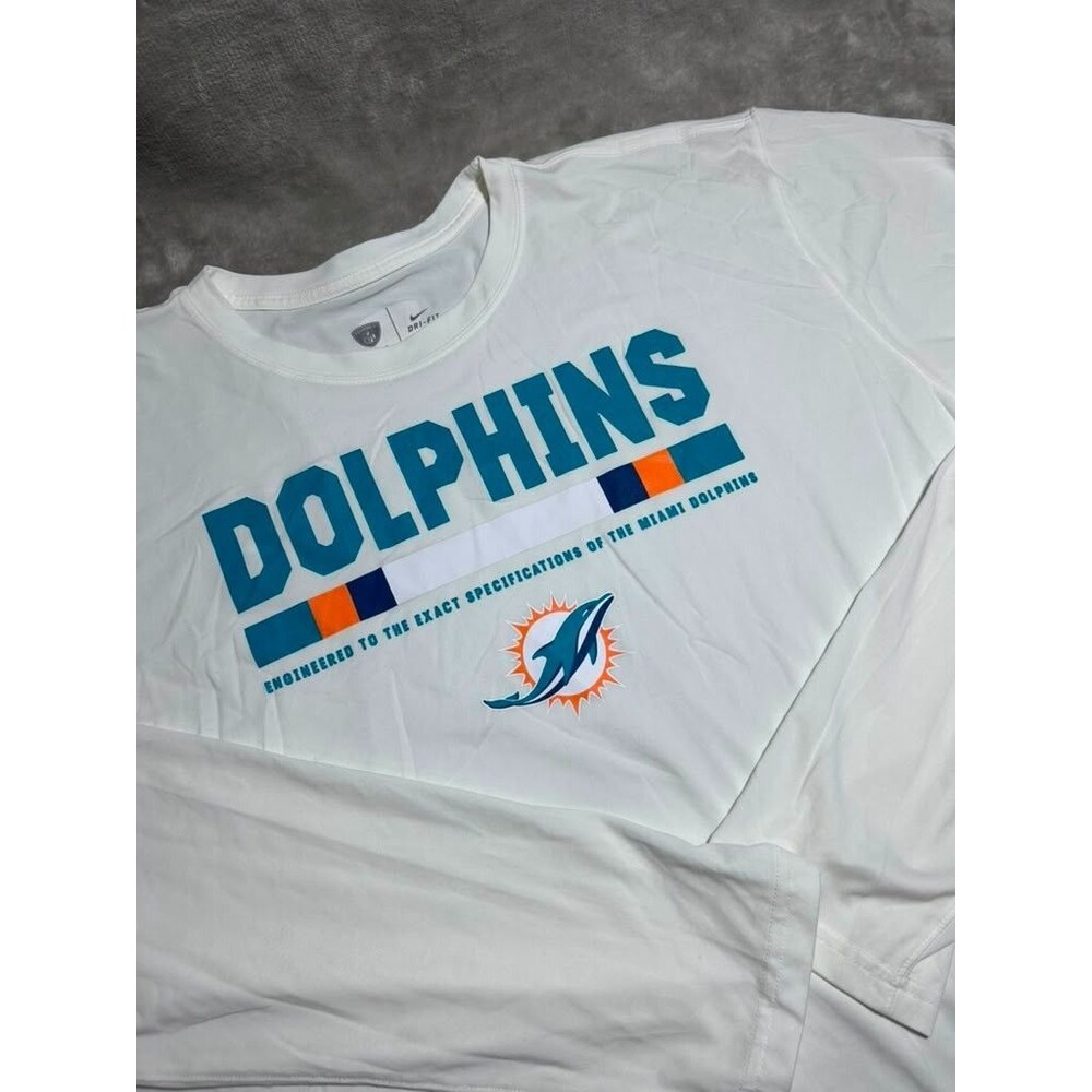 Nike Miami Dolphins Shirt Men 3XL White NFL Football Training Long Sleeves